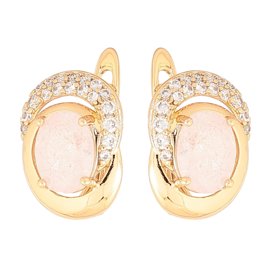 Серьги Xuping Позолота 18K английский замок Узор с розовыми кристаллами фото №1 Серьги Xuping Позолота 18K английский замок Узор с розовыми кристаллами фото №1