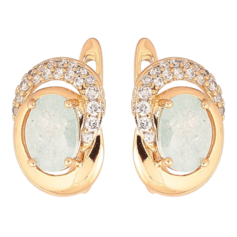 Сережки Xuping Позолота 18K англійський замок «Візерунок з блакитними кристалами» фото №1 Сережки Xuping Позолота 18K англійський замок «Візерунок з блакитними кристалами» фото №1