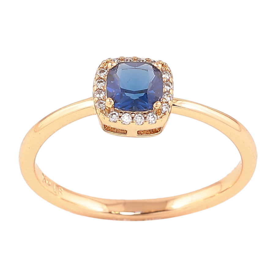 Каблучка Xuping Позолота 18K «Синій кристал в обрамленні дрібних кристаликів» фото №1 Каблучка Xuping Позолота 18K «Синій кристал в обрамленні дрібних кристаликів» фото №1