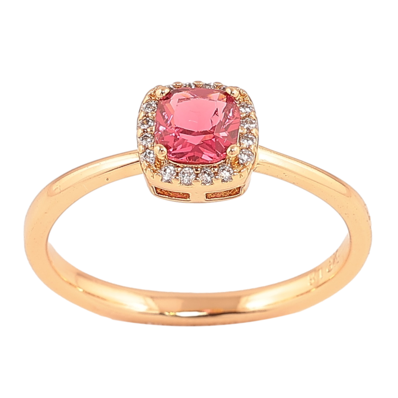 Каблучка Xuping Позолота 18K «Малиновий кристал в обрамленні дрібних кристаликів» фото №1