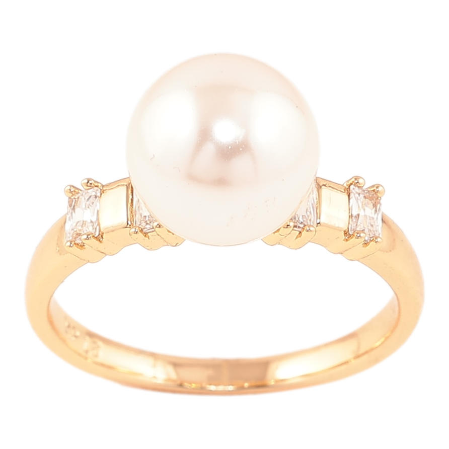 Каблучка Xuping Позолота 18K «Перлина з кристалами» фото №1 Каблучка Xuping Позолота 18K «Перлина з кристалами» фото №1