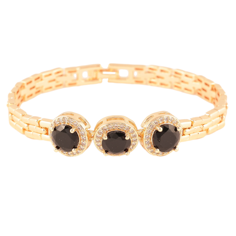 Браслет Xuping M&L Колір 18K «Візерунок з чорними кристалами» довжина 19см х 7мм фото №1