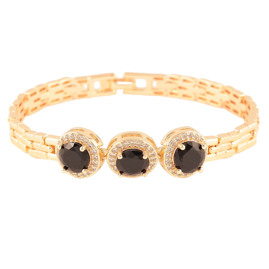 Браслет Xuping M&L Колір 18K «Візерунок з чорними кристалами» довжина 19см х 7мм фото №1