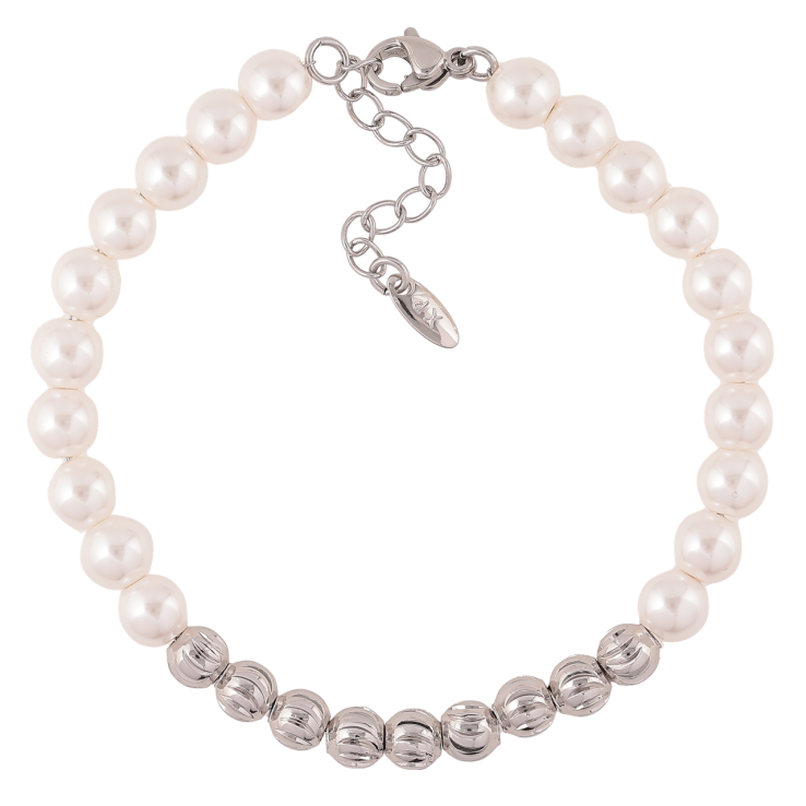 Браслет Xuping Родий Жемчужно-серебристые бусины размер с доп. цепочкой 17.5-20.5см х 5-6мм фото №19 Браслет Xuping Родий Жемчужно-серебристые бусины размер с доп. цепочкой 17.5-20.5см х 5-6мм фото №19