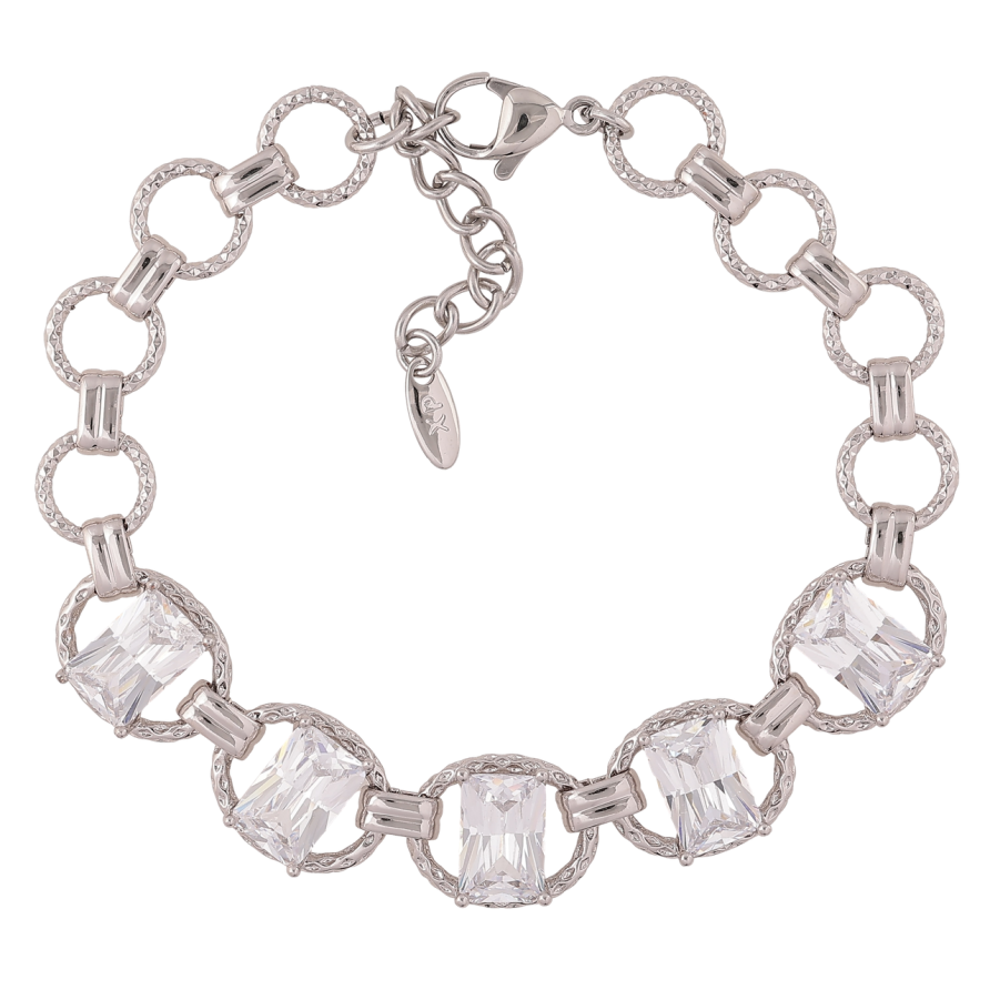 Браслет Xuping Родий Овальные звенья с кристаллами размер с доп. цепочкой 17-20см х 3-11мм фото №1 Браслет Xuping Родий Овальные звенья с кристаллами размер с доп. цепочкой 17-20см х 3-11мм фото №1