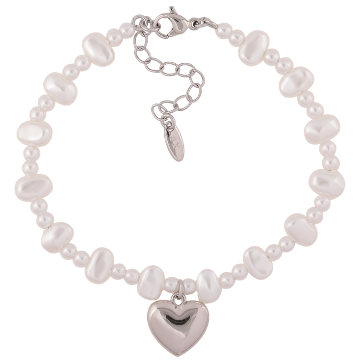 Браслет Xuping Родий Жемчужные бусины с сердечком размер с доп. цепочкой 17-21см х 3-7мм фото №11 Браслет Xuping Родий Жемчужные бусины с сердечком размер с доп. цепочкой 17-21см х 3-7мм фото №11