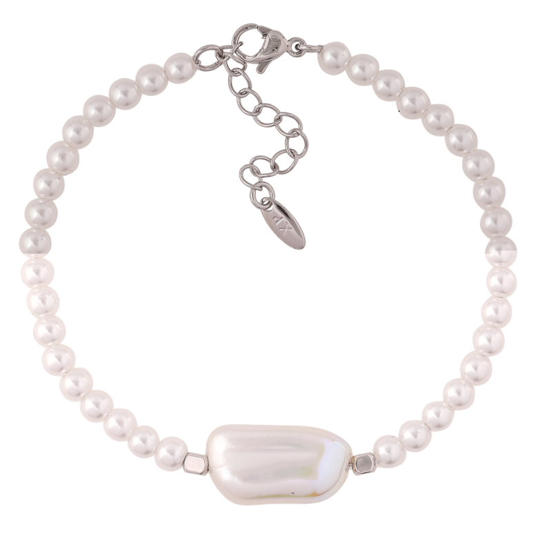 Браслет Xuping Родій «Перлинні намистини з перламутровою вставкою» розмір з доп. ланцюжком 17.5-20.5см х 4мм фото №1 Браслет Xuping Родій «Перлинні намистини з перламутровою вставкою» розмір з доп. ланцюжком 17.5-20.5см х 4мм фото №1