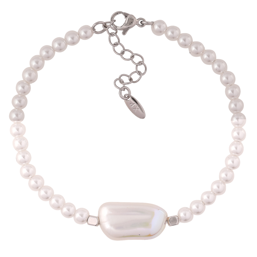 Браслет Xuping Родій «Перлинні намистини з перламутровою вставкою» розмір з доп. ланцюжком 17.5-20.5см х 4мм фото №1 Браслет Xuping Родій «Перлинні намистини з перламутровою вставкою» розмір з доп. ланцюжком 17.5-20.5см х 4мм фото №1