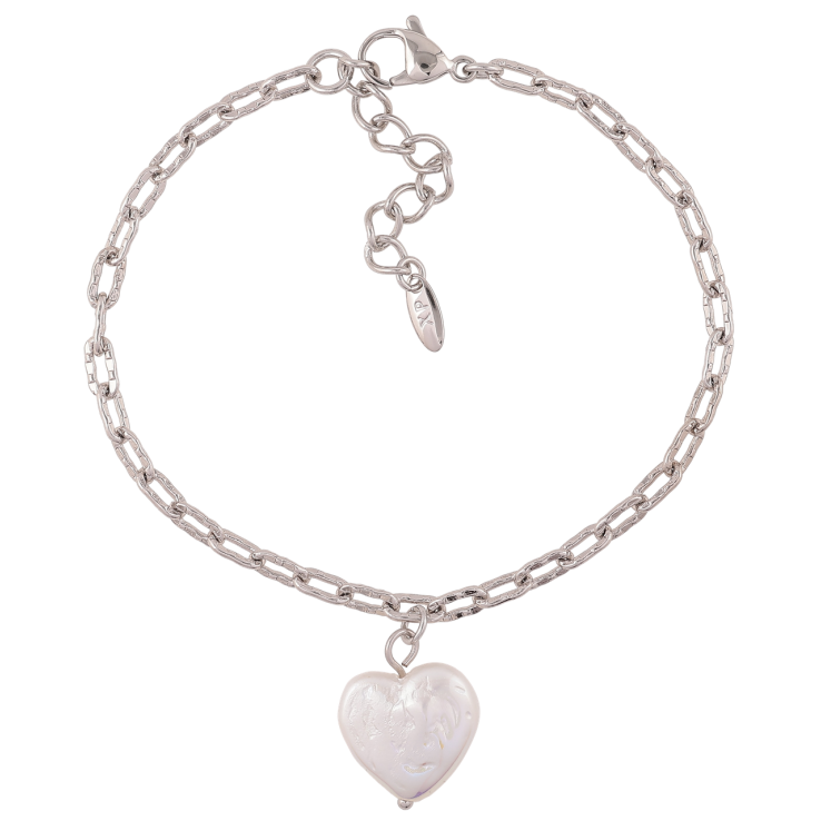 Браслет Xuping Родий Цепочка Якорная с перламутровым сердечком размер с доп. цепочкой 18-21см х 3мм фото №10 Браслет Xuping Родий Цепочка Якорная с перламутровым сердечком размер с доп. цепочкой 18-21см х 3мм фото №10