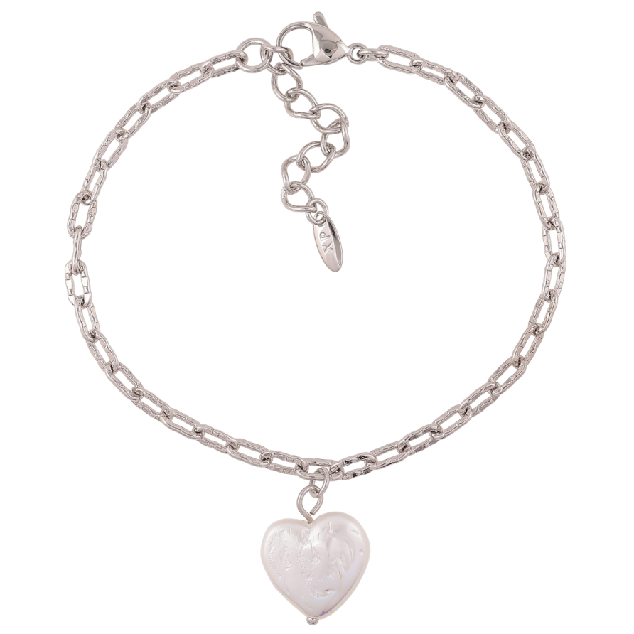 Браслет Xuping Родий Цепочка Якорная с перламутровым сердечком размер с доп. цепочкой 18-21см х 3мм фото №1 Браслет Xuping Родий Цепочка Якорная с перламутровым сердечком размер с доп. цепочкой 18-21см х 3мм фото №1