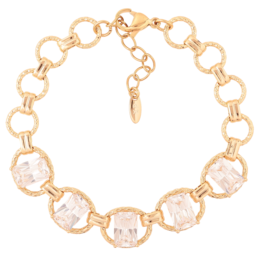 Браслет Xuping Позолота 18K Овальные звенья с кристаллами длина с доп. цепочкой 17-20см х 3-11мм фото №1 Браслет Xuping Позолота 18K Овальные звенья с кристаллами длина с доп. цепочкой 17-20см х 3-11мм фото №1