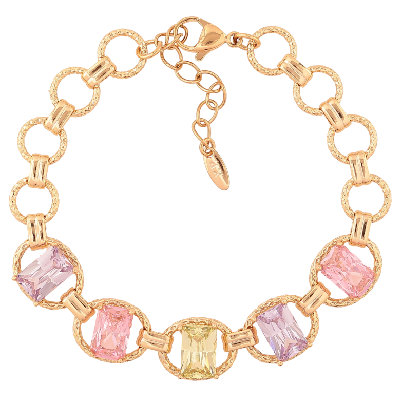 Браслет Xuping Позолота 18K Овальные звенья с разноцветными кристаллами длина с доп.цеп. 17-20см х 3-11мм фото №1 Браслет Xuping Позолота 18K Овальные звенья с разноцветными кристаллами длина с доп.цеп. 17-20см х 3-11мм фото №1