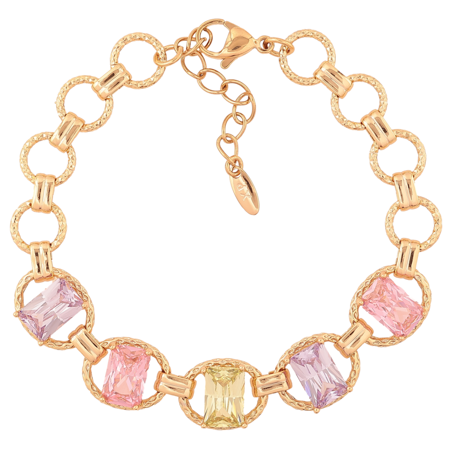 Браслет Xuping Позолота 18K Овальные звенья с разноцветными кристаллами длина с доп.цеп. 17-20см х 3-11мм фото №1 Браслет Xuping Позолота 18K Овальные звенья с разноцветными кристаллами длина с доп.цеп. 17-20см х 3-11мм фото №1