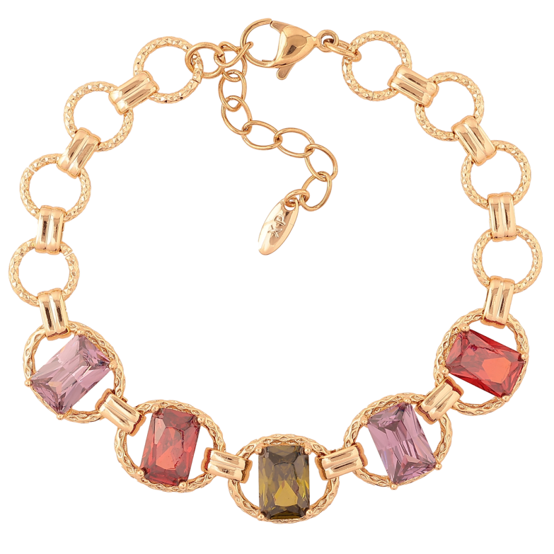 Браслет Xuping Позолота 18K Овальные звенья с разноцветными кристаллами длина с доп.цеп. 17-20см х 3-11мм фото №2 Браслет Xuping Позолота 18K Овальные звенья с разноцветными кристаллами длина с доп.цеп. 17-20см х 3-11мм фото №2