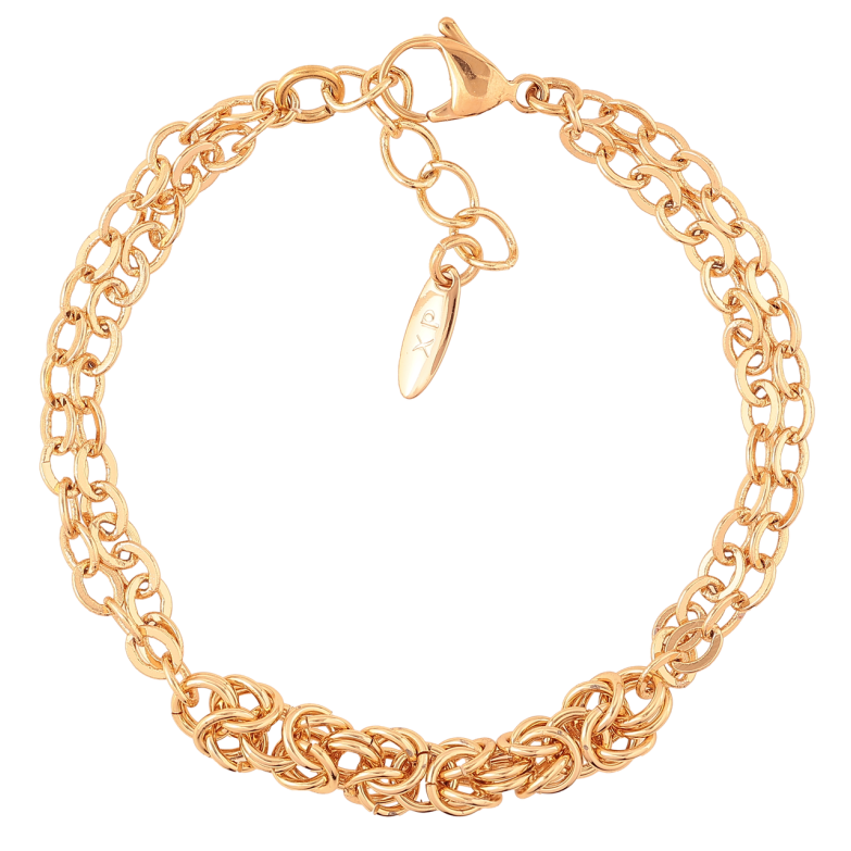 Браслет Xuping Позолота 18K Комбинированная цепочка длина с доп.цеп. 20-23см х 7мм фото №1 Браслет Xuping Позолота 18K Комбинированная цепочка длина с доп.цеп. 20-23см х 7мм фото №1