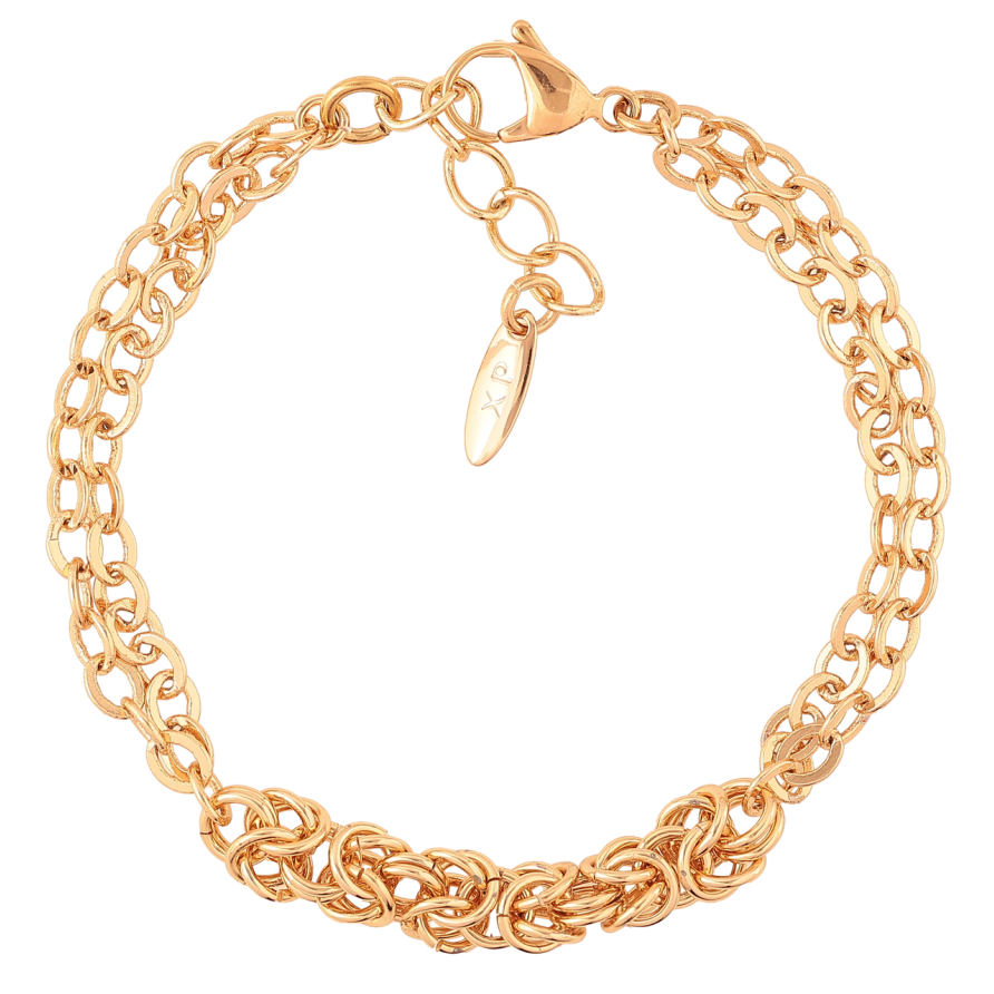 Браслет Xuping Позолота 18K Комбинированная цепочка длина с доп.цеп. 20-23см х 7мм фото №1 Браслет Xuping Позолота 18K Комбинированная цепочка длина с доп.цеп. 20-23см х 7мм фото №1