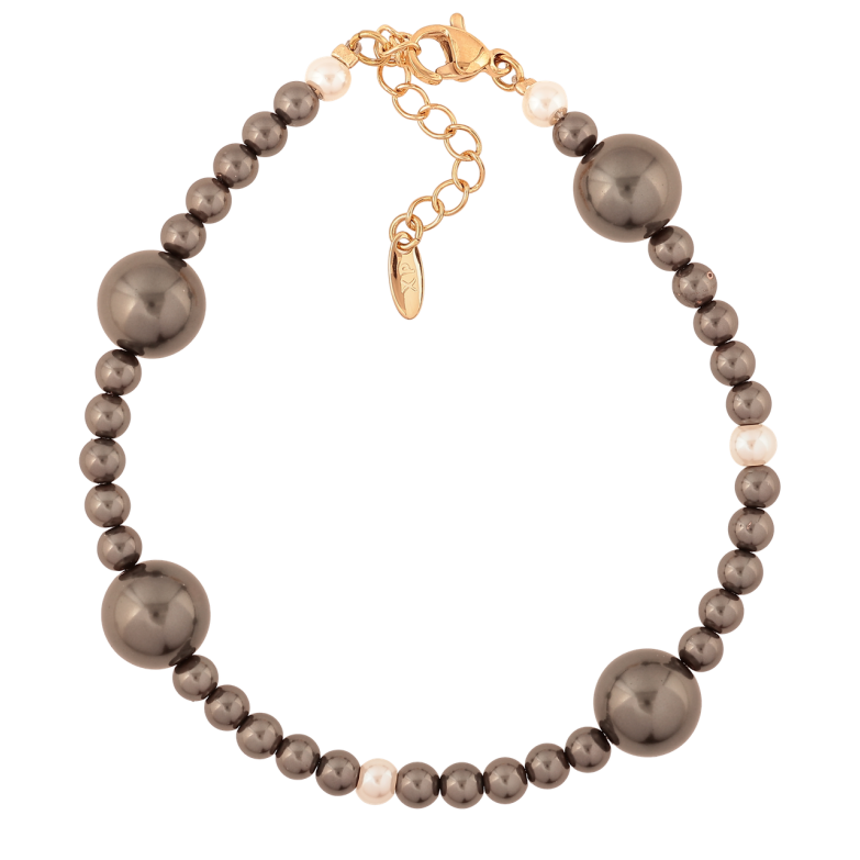 Браслет Xuping Позолота 18K Графитовые бусины длина с доп.цепочка 19.5-22.5см х 4-10мм фото №1