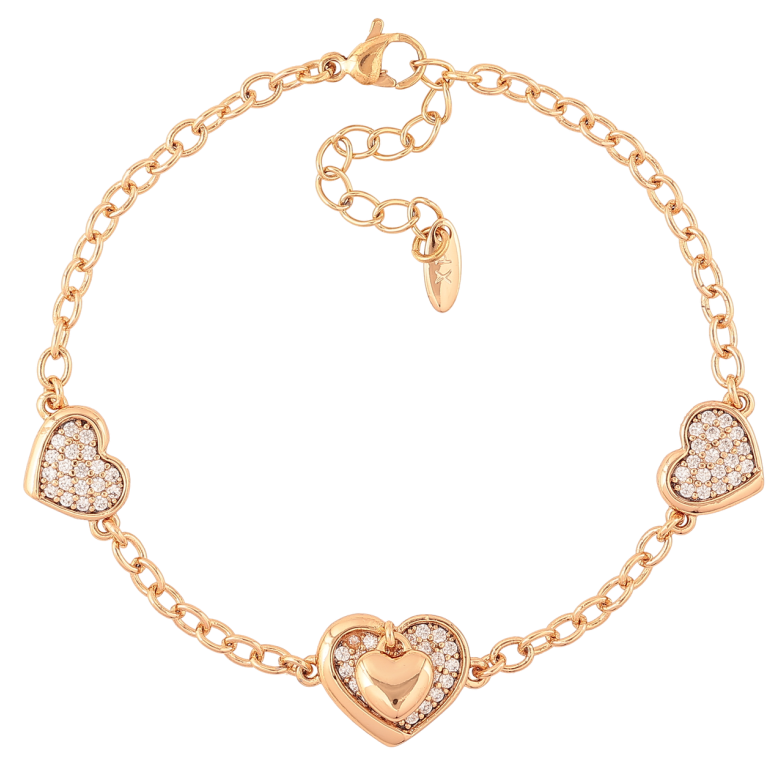 Браслет Xuping Позолота 18K «Ланцюжок із сердечками» довжина з доп.ланцюжком 17-20см х 3мм фото №1