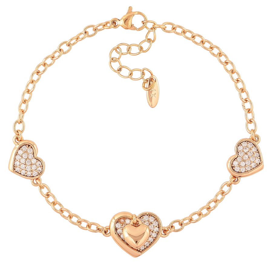 Браслет Xuping Позолота 18K «Ланцюжок із сердечками» довжина з доп.ланцюжком 17-20см х 3мм фото №1