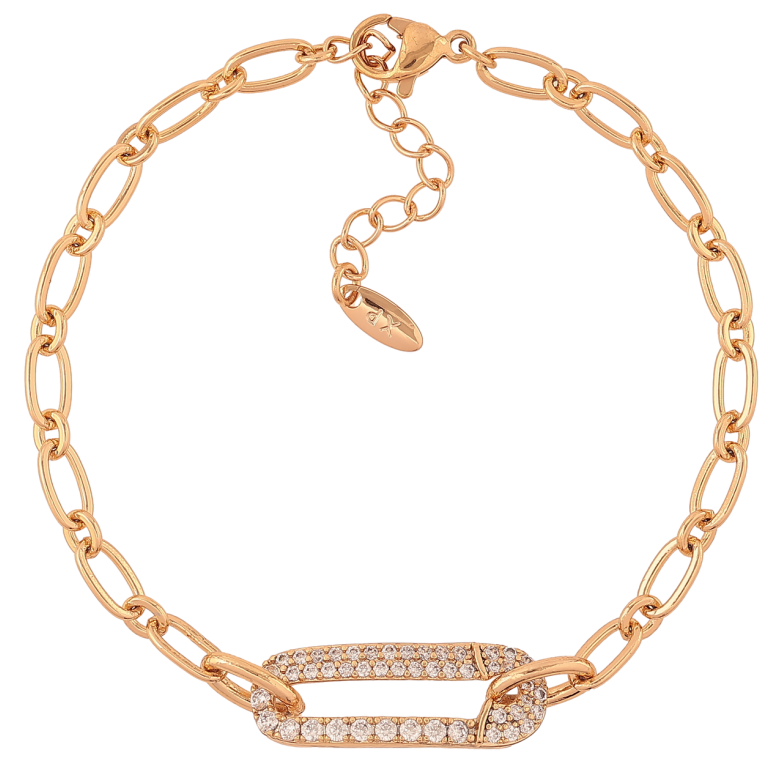 Браслет Xuping Позолота 18K Цепочка с вставкой булавка длина с доп.цепочка 17.5-20.5см х 4-8мм фото №2 Браслет Xuping Позолота 18K Цепочка с вставкой булавка длина с доп.цепочка 17.5-20.5см х 4-8мм фото №2