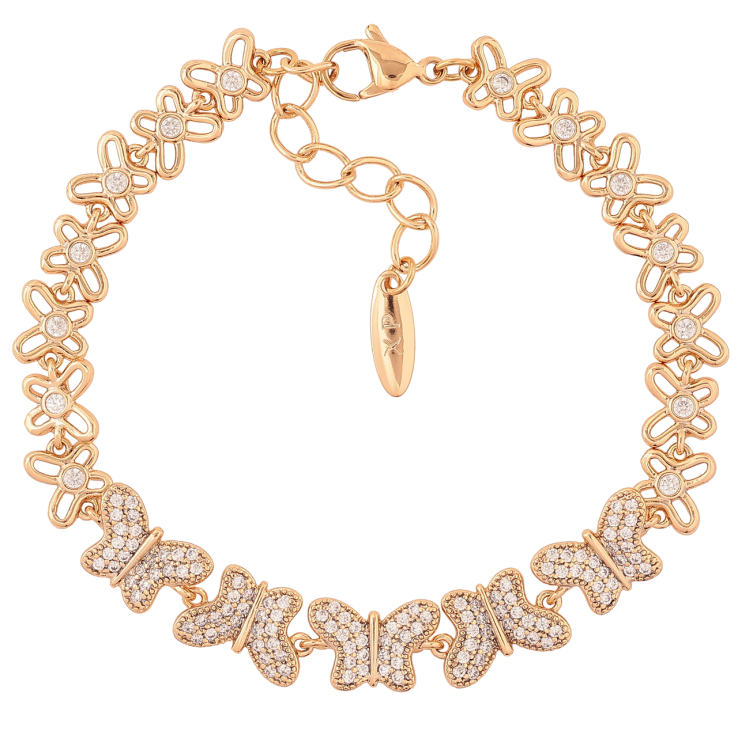 Браслет Xuping Позолота 18K «Метелики» довжина з доп.ланцюжком 18-21.5см х 7-9мм фото №4 Браслет Xuping Позолота 18K «Метелики» довжина з доп.ланцюжком 18-21.5см х 7-9мм фото №4