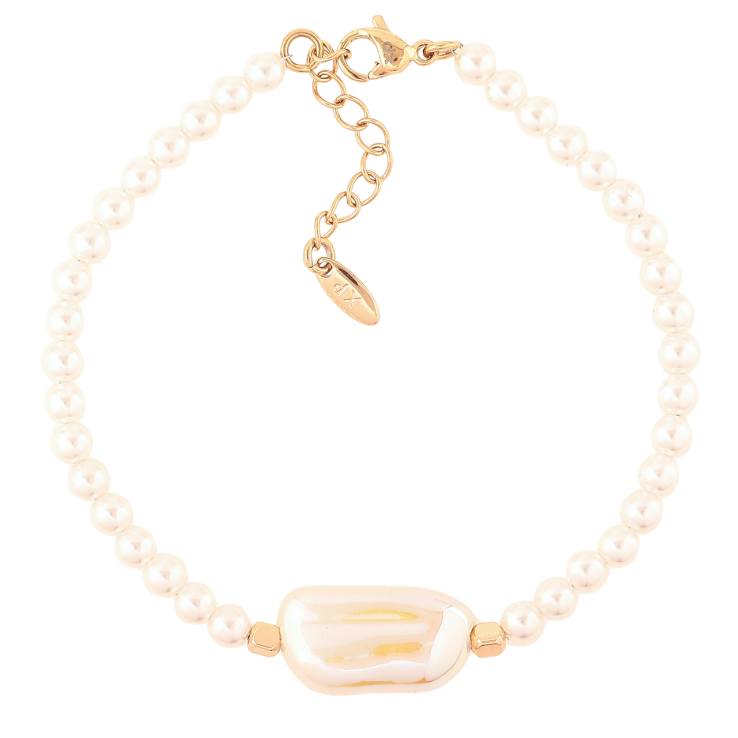 Браслет Xuping Позолота 18K Жемчужные бусины с перламутровой вставкой длина с доп.цепочка 17-20см х 4мм фото №21 Браслет Xuping Позолота 18K Жемчужные бусины с перламутровой вставкой длина с доп.цепочка 17-20см х 4мм фото №21