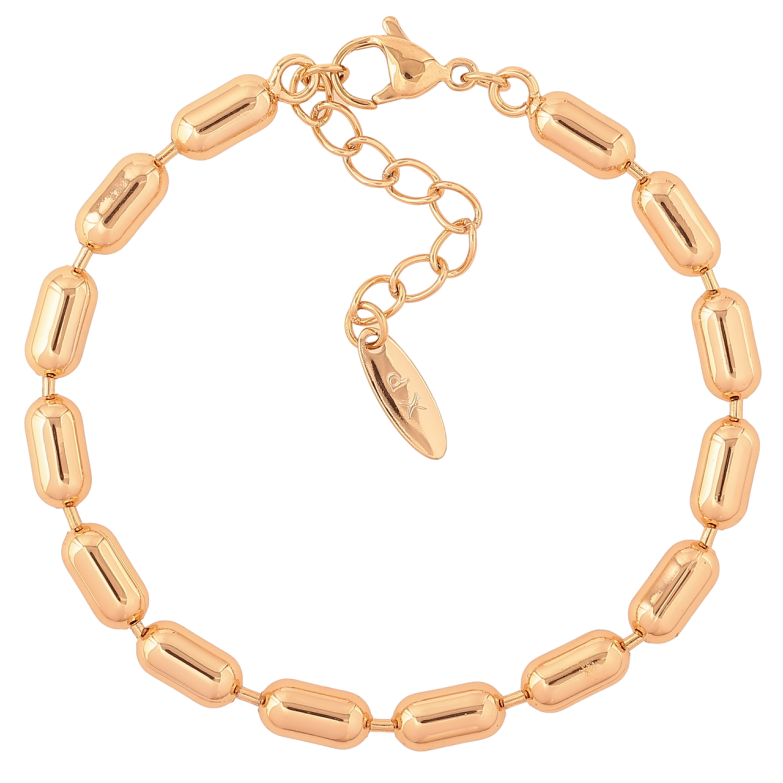 Браслет Xuping Позолота 18K Цепочка Перлина длина с доп.цепочка 17.5-20.5см х 5мм фото №1