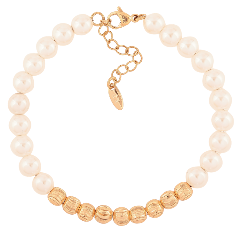 Браслет Xuping Позолота 18K Жемчужно-золотистые бусины длина с доп.цепочка 17-20.5см х 5-6мм фото №1 Браслет Xuping Позолота 18K Жемчужно-золотистые бусины длина с доп.цепочка 17-20.5см х 5-6мм фото №1