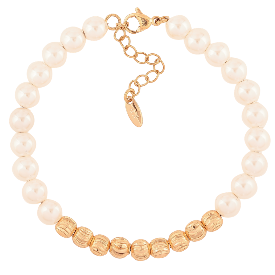 Браслет Xuping Позолота 18K Жемчужно-золотистые бусины длина с доп.цепочка 17-20.5см х 5-6мм фото №1 Браслет Xuping Позолота 18K Жемчужно-золотистые бусины длина с доп.цепочка 17-20.5см х 5-6мм фото №1