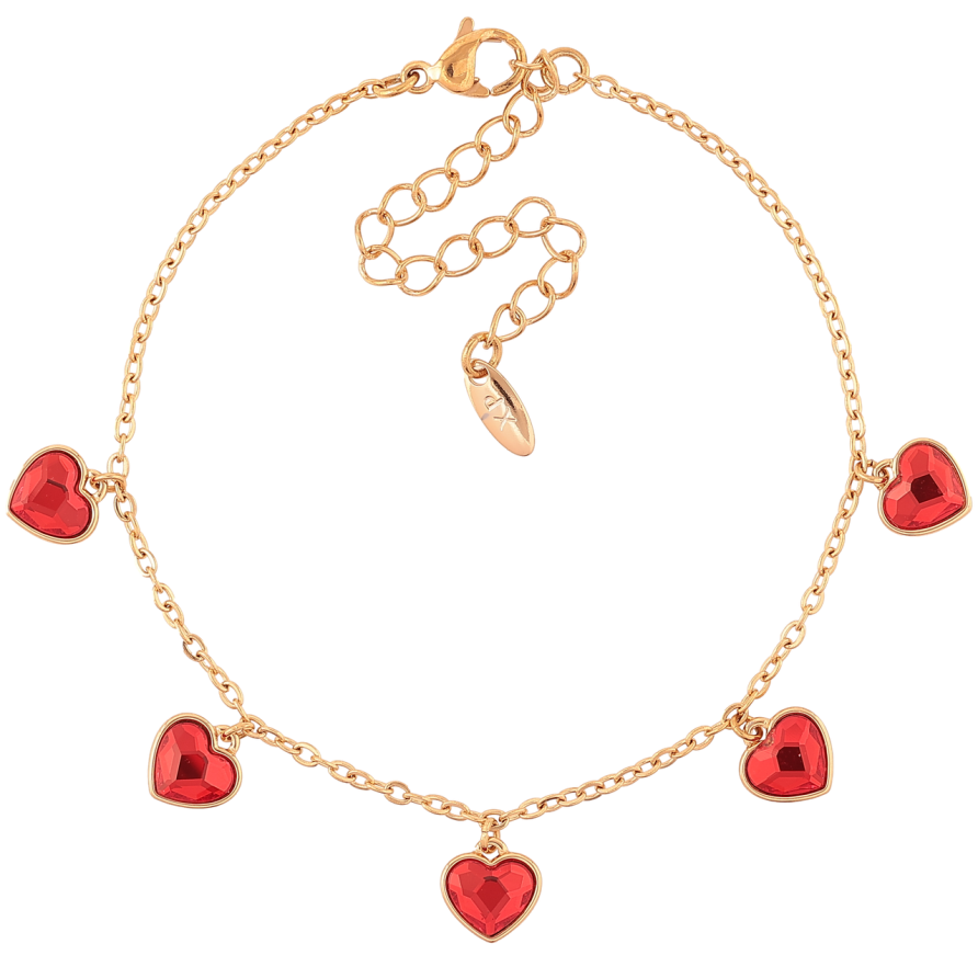 Браслет Xuping колір 18K з кр-ми Swarovski «Ланцюжок з сердечками Siam» довжина з доп.ланцюжком 16.5-21.5см х 2мм фото №1