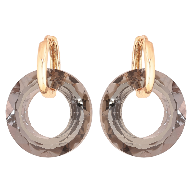 Серьги Xuping Позолота 18K подвески на колечках Черные кристальные колечки 2 в 1 фото №1