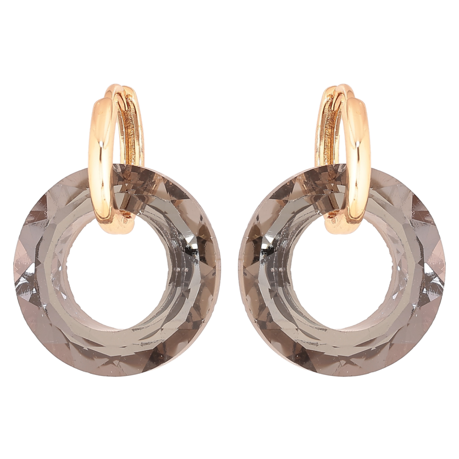 Серьги Xuping Позолота 18K подвески на колечках Черные кристальные колечки 2 в 1 фото №1