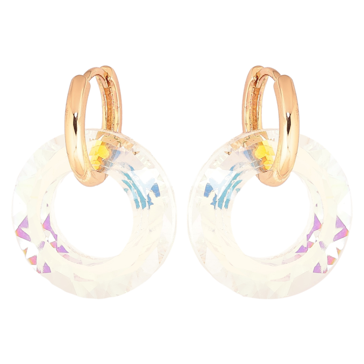Сережки Xuping Позолота 18K підвіски на колечках «Райдужні кришталеві колечка» 2 в 1 фото №14
