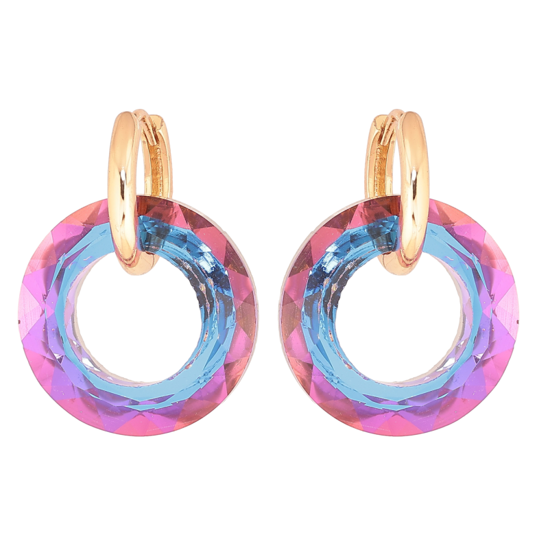 Серьги Xuping Позолота 18K подвески на колечках Разноцветные кристальные колечки 2 в 1 фото №1 Серьги Xuping Позолота 18K подвески на колечках Разноцветные кристальные колечки 2 в 1 фото №1