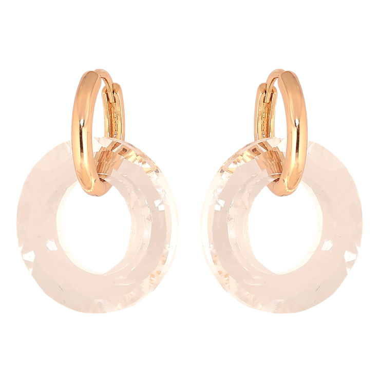 Сережки Xuping Позолота 18K підвіски на колечках «Кришталеві колечка» 2 в 1 фото №8