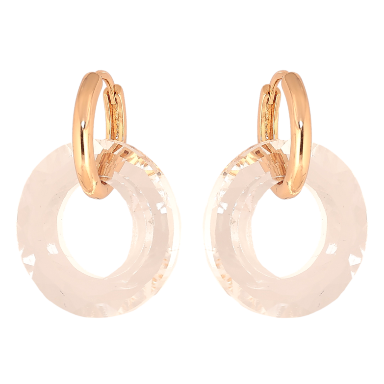 Серьги Xuping Позолота 18K подвески на колечках Кристальные колечки 2 в 1 фото №1