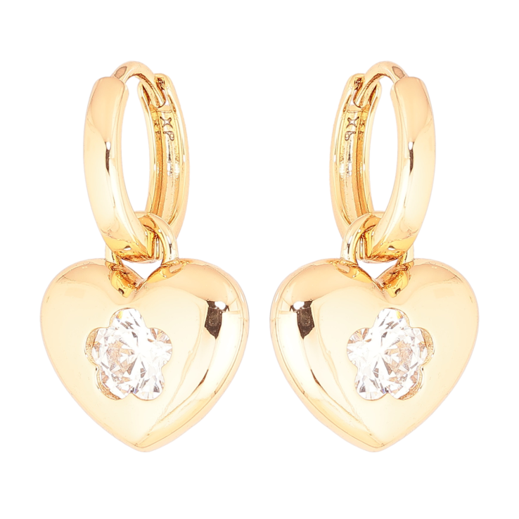 Серьги Xuping Позолота 18K подвески на колечках Сердечки 2 в 1 фото №17