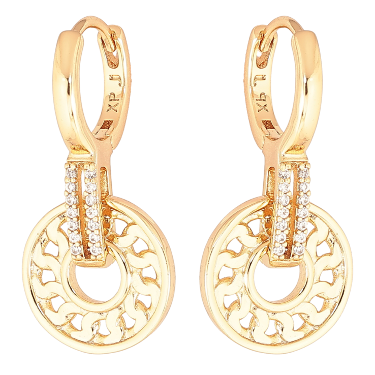 Серьги Xuping Позолота 18K подвески на колечках Декоративный узор с кристаллами фото №9