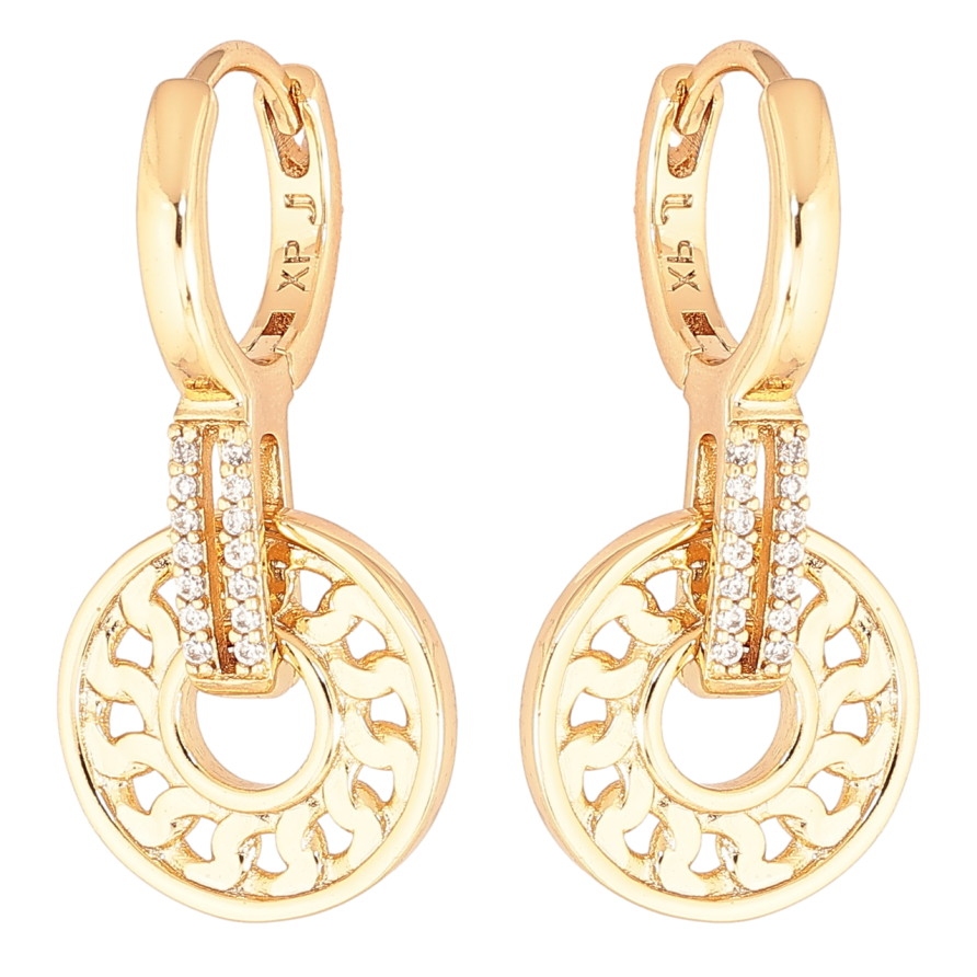 Серьги Xuping Позолота 18K подвески на колечках Декоративный узор с кристаллами фото №1