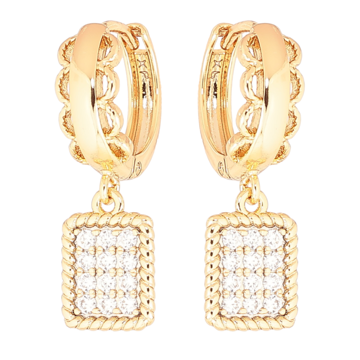 Серьги Xuping Позолота 18K подвески на колечках Узор с кристаллами фото №13