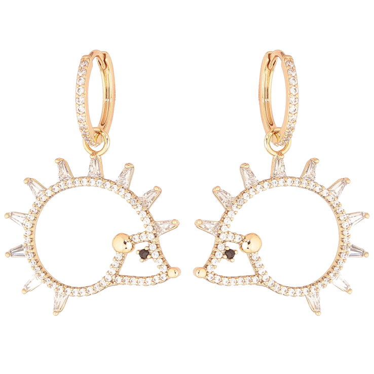 Серьги Xuping Позолота 18K подвески на колечках Ежики 2 в 1 фото №8