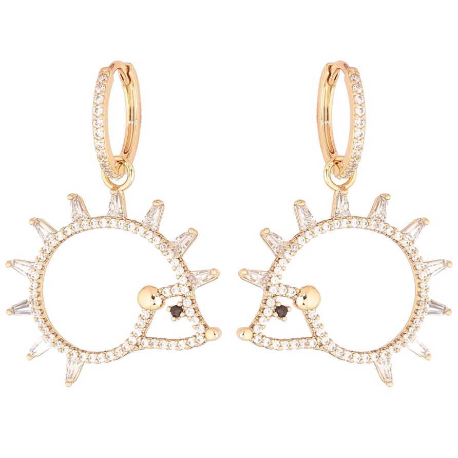 Серьги Xuping Позолота 18K подвески на колечках Ежики 2 в 1 фото №1 Серьги Xuping Позолота 18K подвески на колечках Ежики 2 в 1 фото №1
