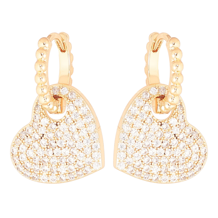 Сережки Xuping Позолота 18K підвіски на колечках «Сердечка з інкрустацією кристалами» 2 в 1 фото №19