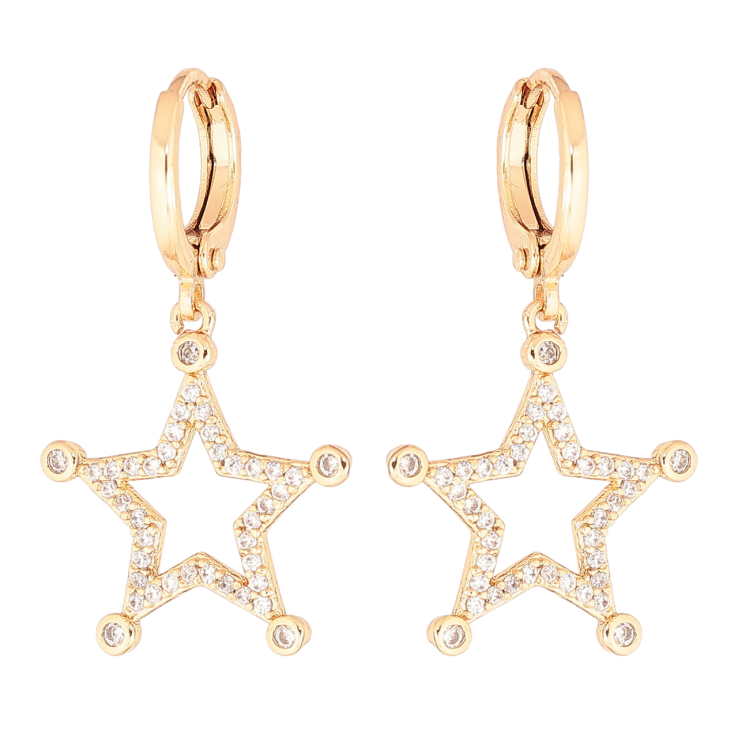 Серьги Xuping Позолота 18K подвески на колечках Звезды фото №18