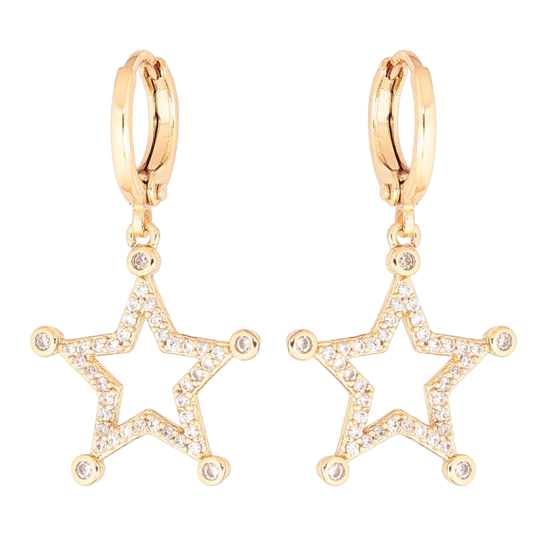 Серьги Xuping Позолота 18K подвески на колечках Звезды фото №2 Серьги Xuping Позолота 18K подвески на колечках Звезды фото №2