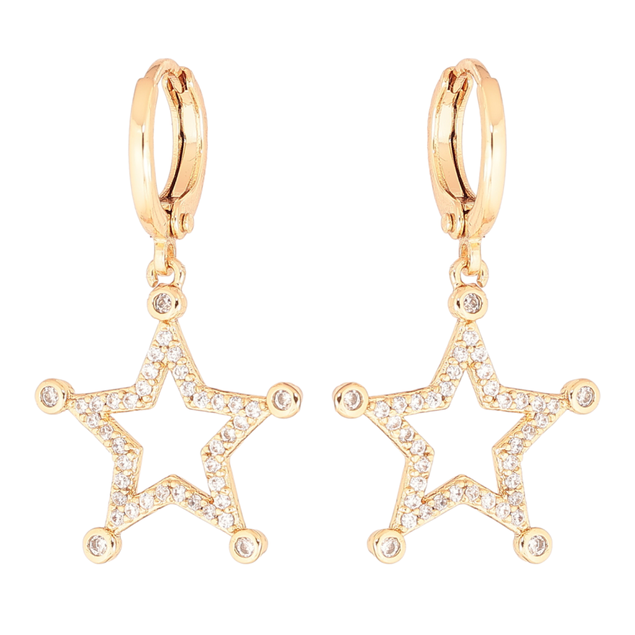 Серьги Xuping Позолота 18K подвески на колечках Звезды фото №1 Серьги Xuping Позолота 18K подвески на колечках Звезды фото №1