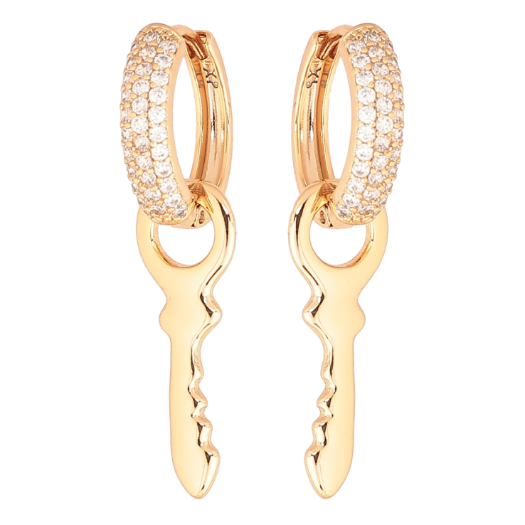 Серьги Xuping Позолота 18K подвески на колечках Ключики 2 в 1 фото №17