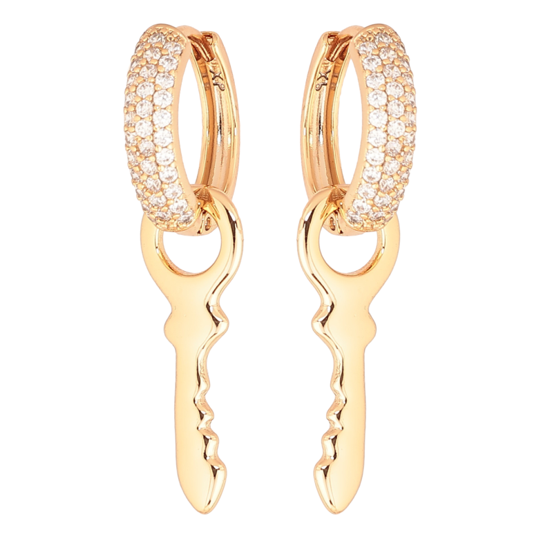 Сережки Xuping Позолота 18K підвіски на колечках «Ключики» 2 в 1 фото №1