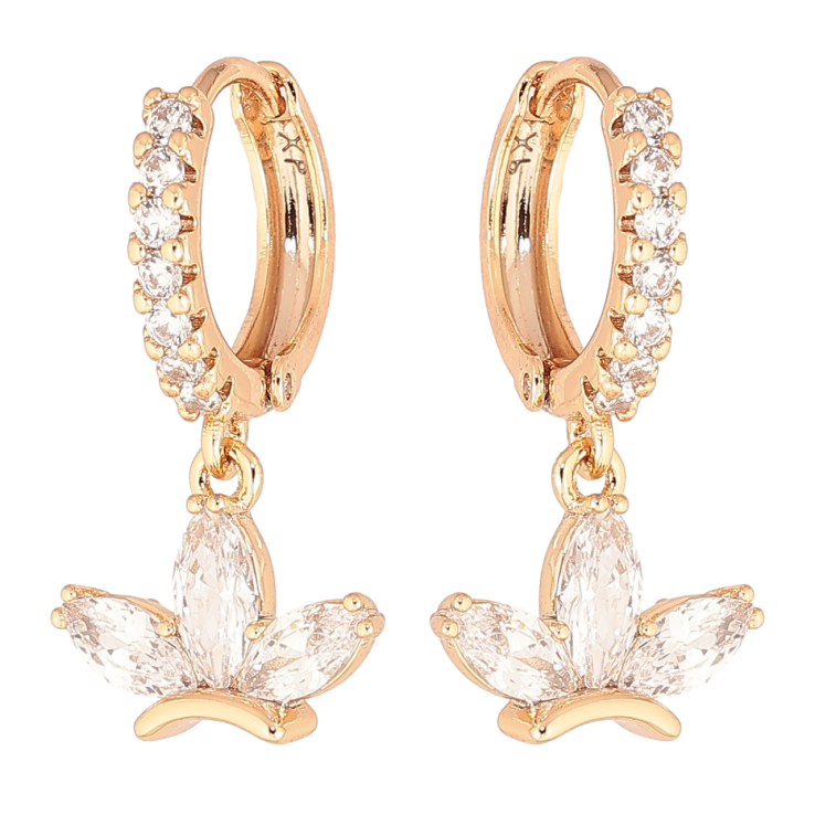 Серьги Xuping Позолота 18K подвески на колечках Узор из кристаллов фото №6