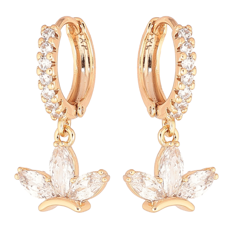 Сережки Xuping Позолота 18K підвіски на колечках «Візерунок з кристалів» фото №2